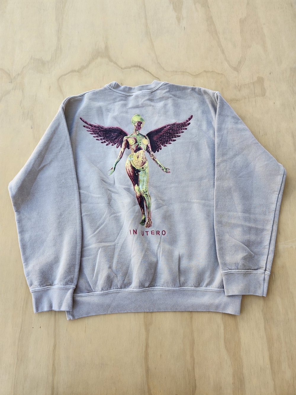 Nirvana In Utero Graphic Angel Sweatshirt - Light Gray Medium